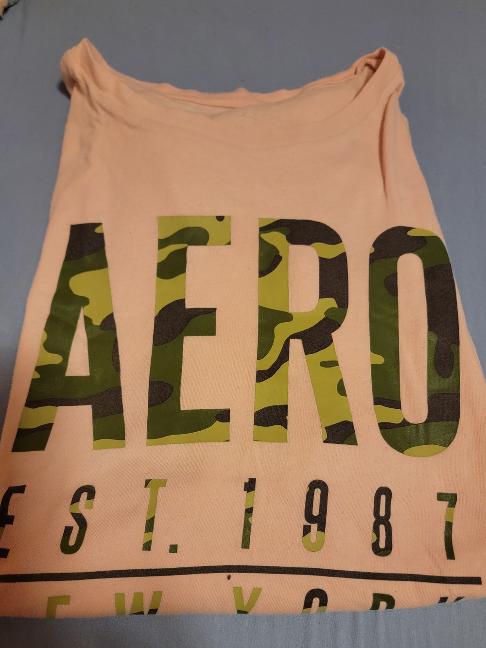 Aeropostale Pink Short Sleeve Tee with Green Camo Logo